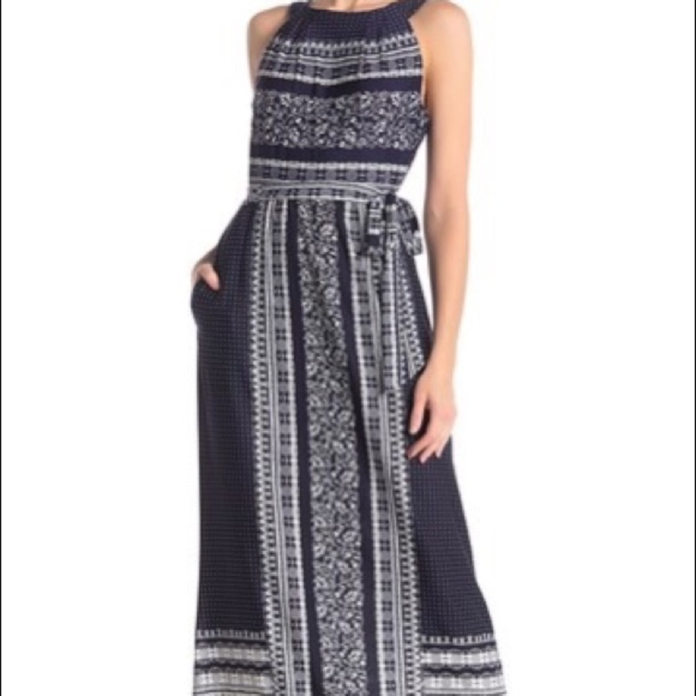 NWT Lane Bryant Navy Ivory Halter Maxi Dress 18/20